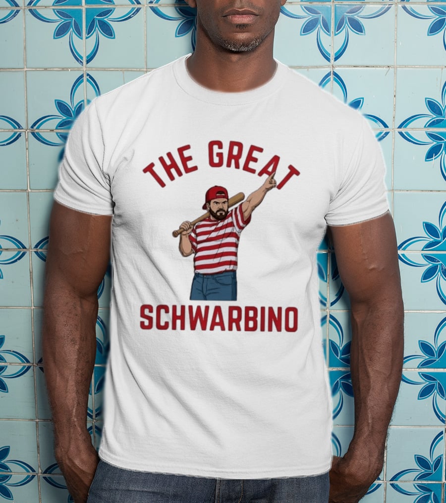The Great Schwarbino Kyle Schwarber Baseball Tribute Red Striped T-Shirt