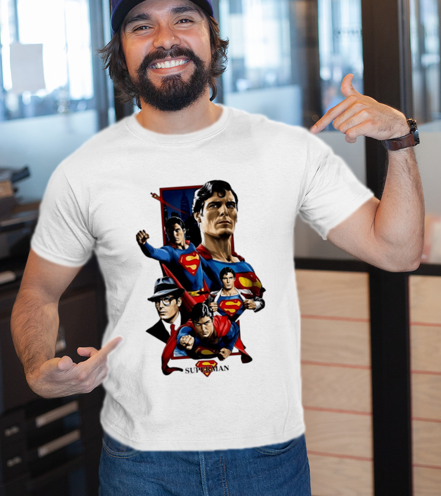 Superman Collage Classic Iconic Characters With S T-Shirt