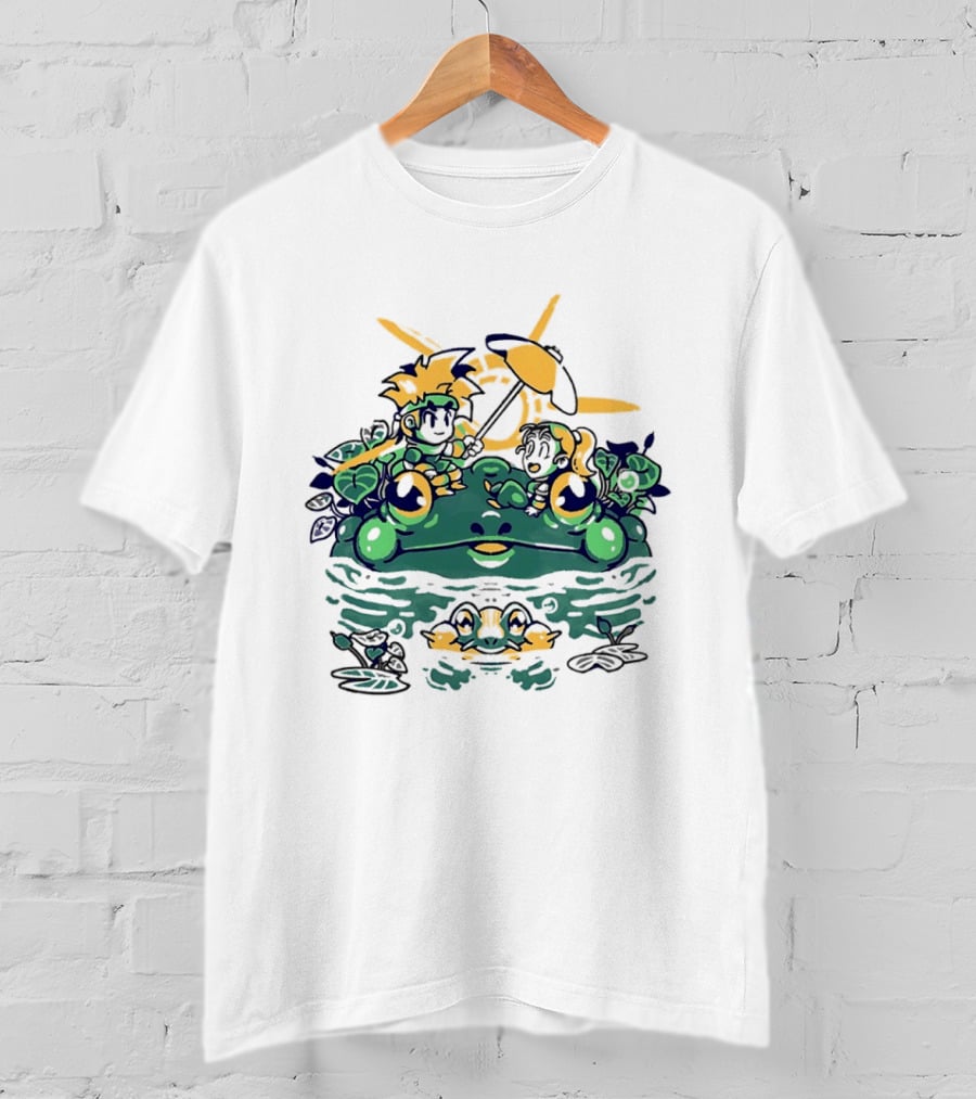 Hot Summer Swamp Frog Nature Characters Relaxing In Sun With Tropical Plants T-Shirt