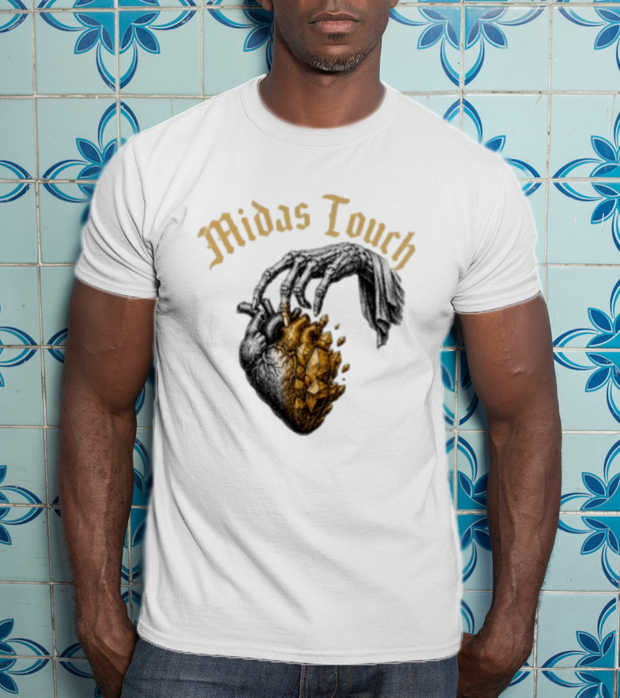 Midas Touch Skeleton Hand Crystal Heart T-Shirt