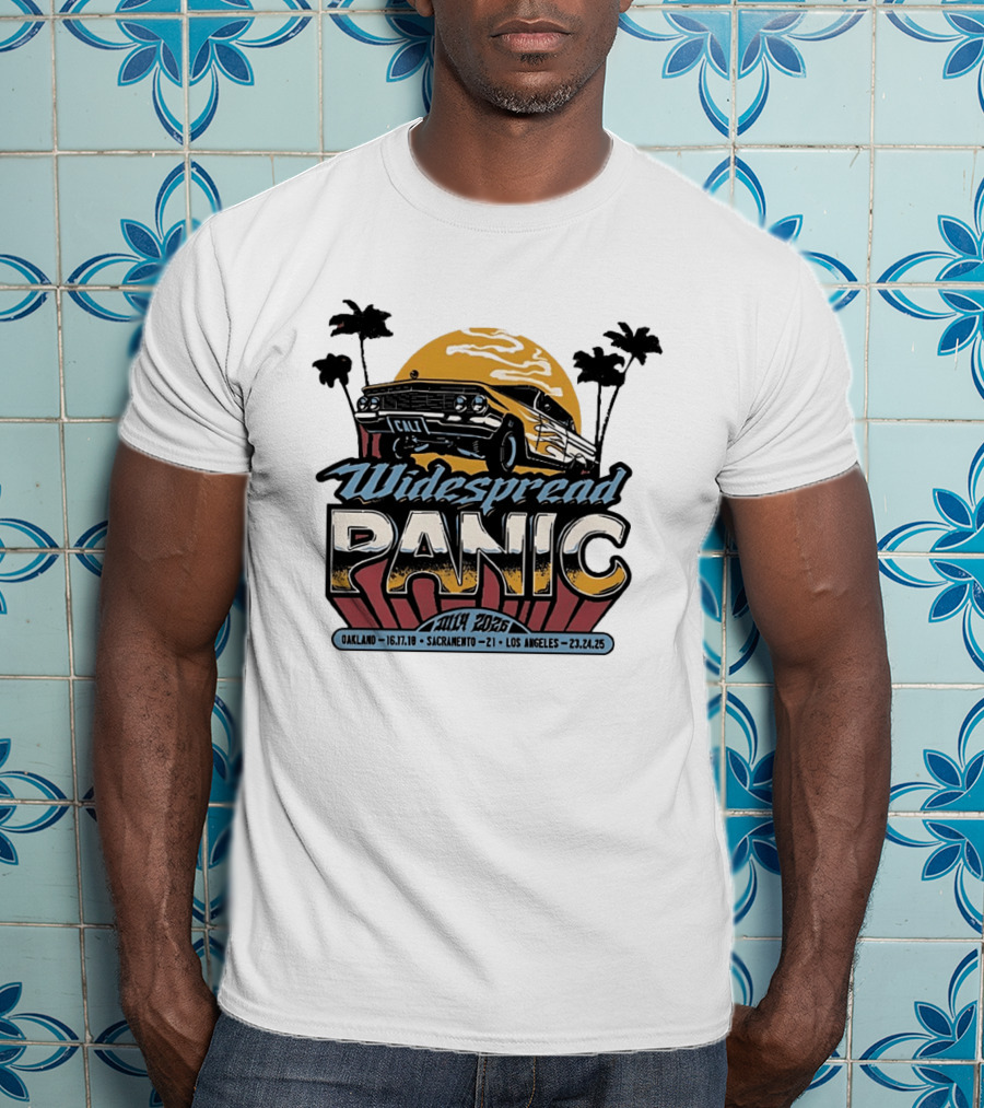 Widespread Panic California Tour 2026 Oakland Sacramento Los Angeles July Dates Retro Car Sunset T-Shirt