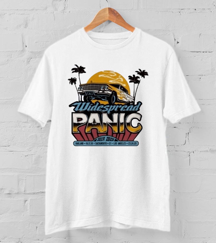 Widespread Panic Summer Tour 2026 Oakland Sacramento Los Angeles Classic Car Palm Trees T-Shirt