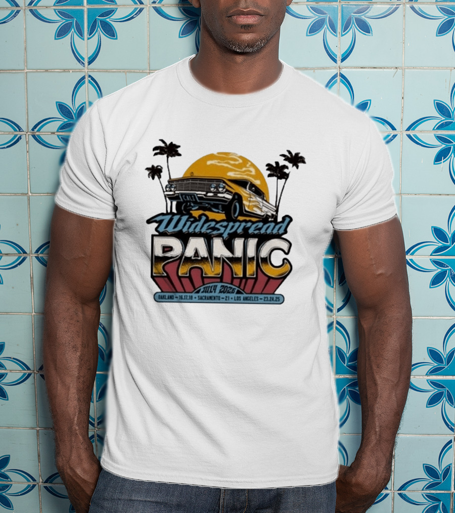 Widespread Panic Summer Tour 2026 Oakland Sacramento Los Angeles Classic Car Palm Trees T-Shirt