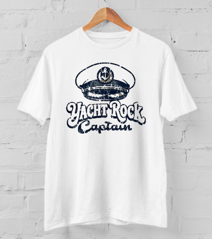 Yacht Rock Captain Distressed Nautical Captain's Hat T-Shirt