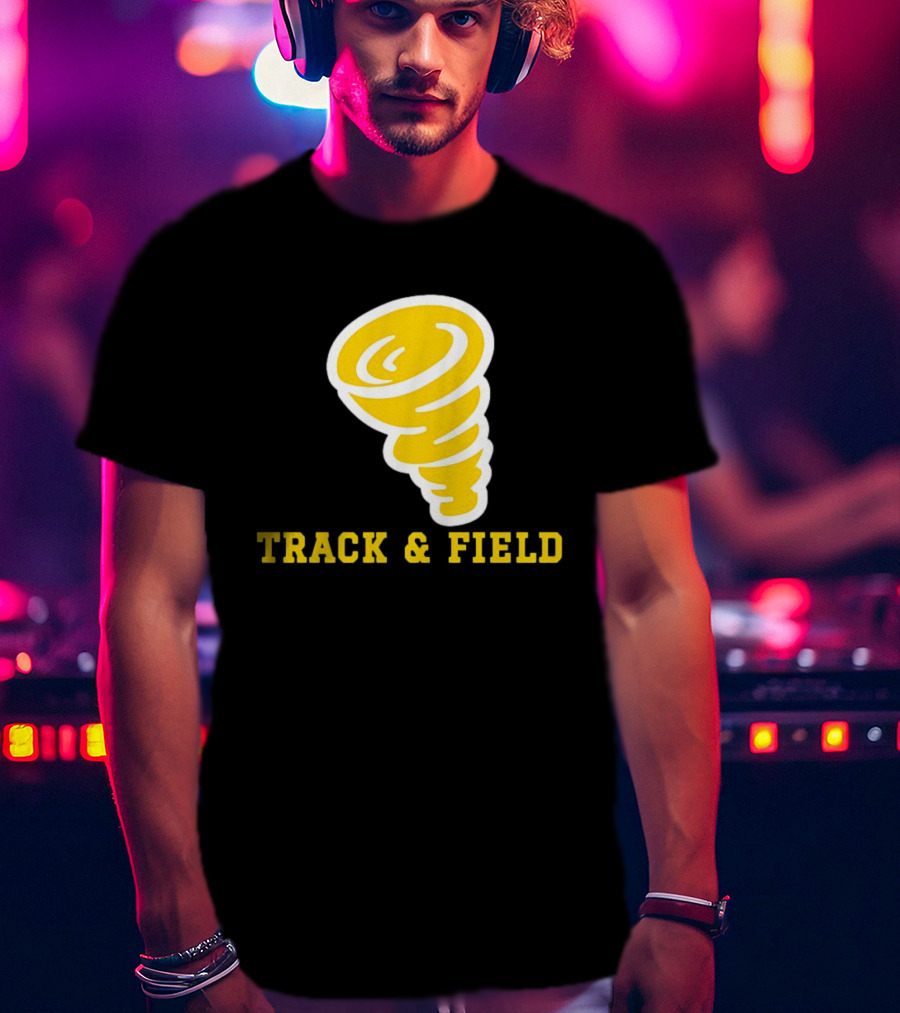 Tornado Track And Field Yellow Swirl Team Athletics T-Shirt
