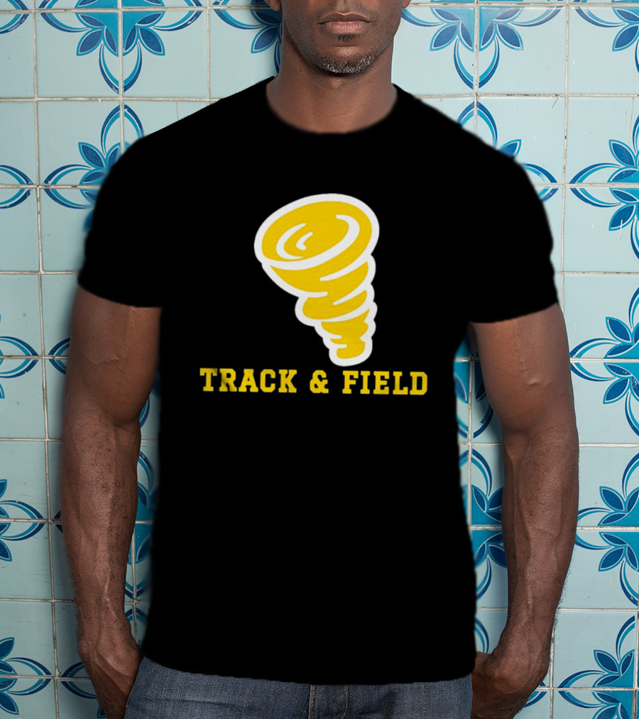 Tornado Track And Field Yellow Swirl Team Athletics T-Shirt