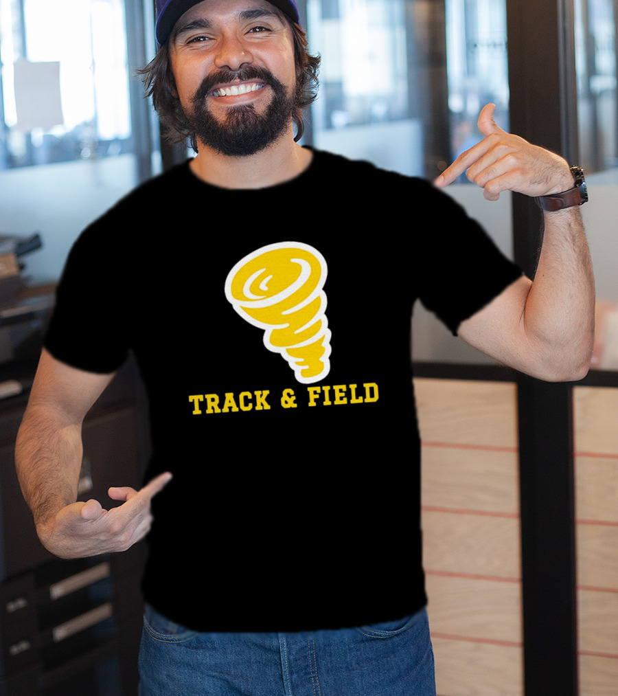 Tornado Track And Field Yellow Swirl Team Athletics T-Shirt