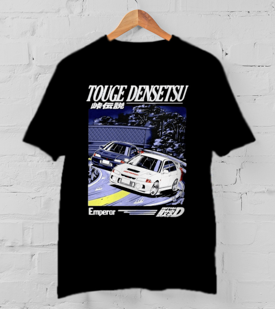 Touge Densetsu Emperor Initial D Mitsubishi Lancer Evolution Racing Scene T-Shirt