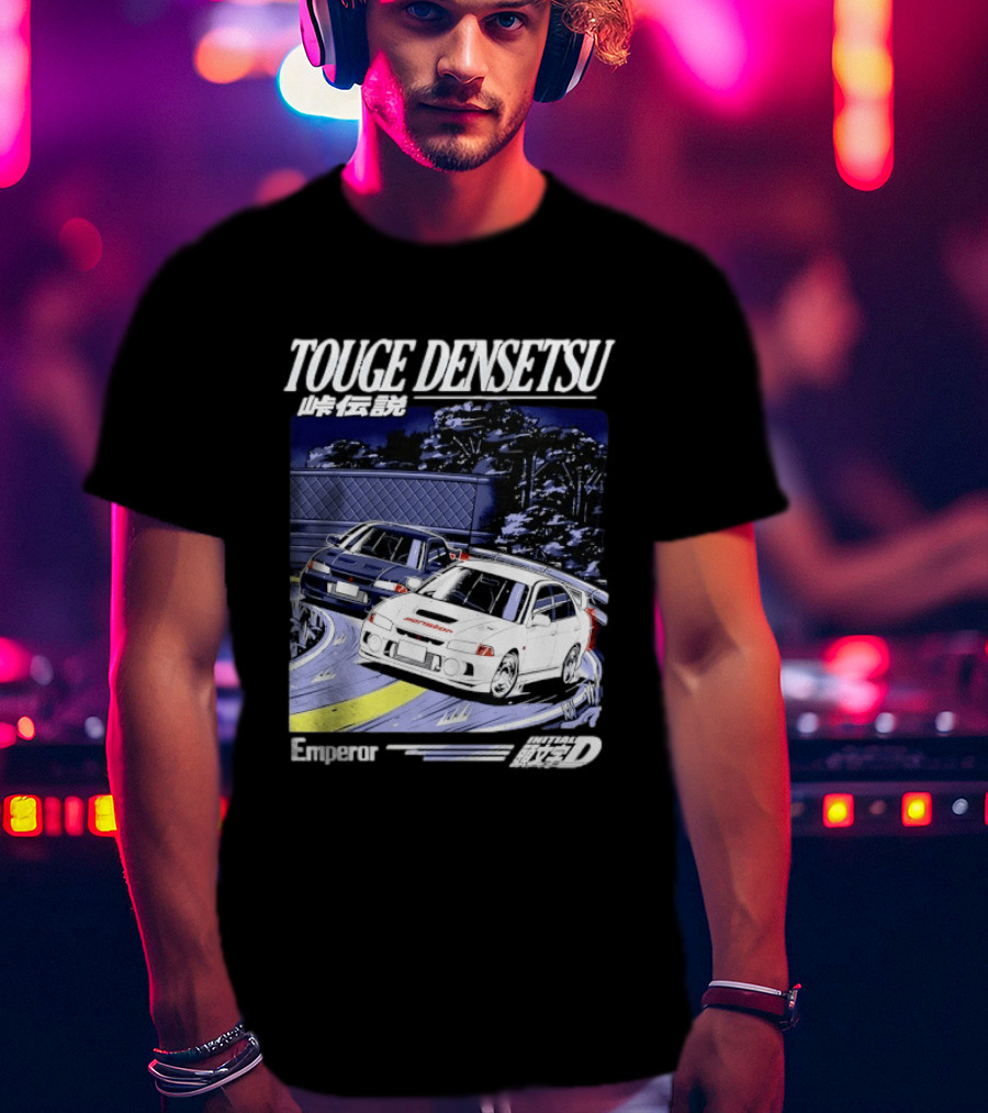 Touge Densetsu Emperor Initial D Mitsubishi Lancer Evolution Racing Scene T-Shirt