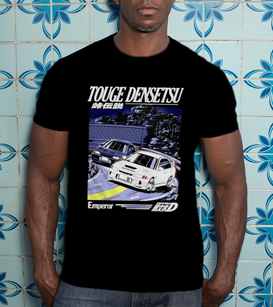 Touge Densetsu Emperor Initial D Mitsubishi Lancer Evolution Racing Scene T-Shirt