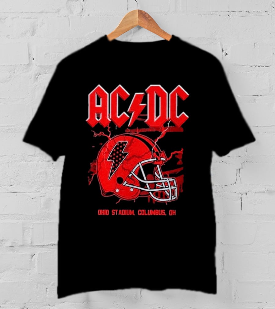 ACDC Pwr Up Tour 2026 Ohio Stadium Columbus Exclusive July 15 Lightning Bolt Helmet T-Shirt