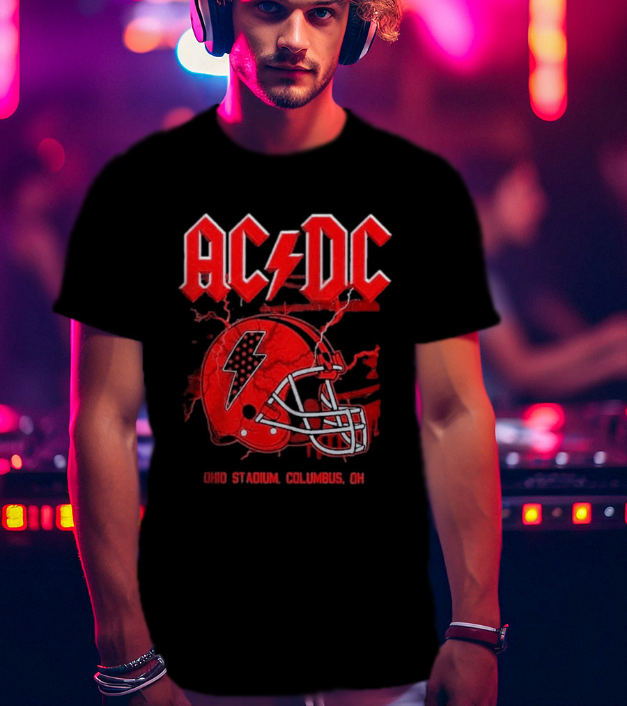 ACDC Pwr Up Tour 2026 Ohio Stadium Columbus Exclusive July 15 Lightning Bolt Helmet T-Shirt
