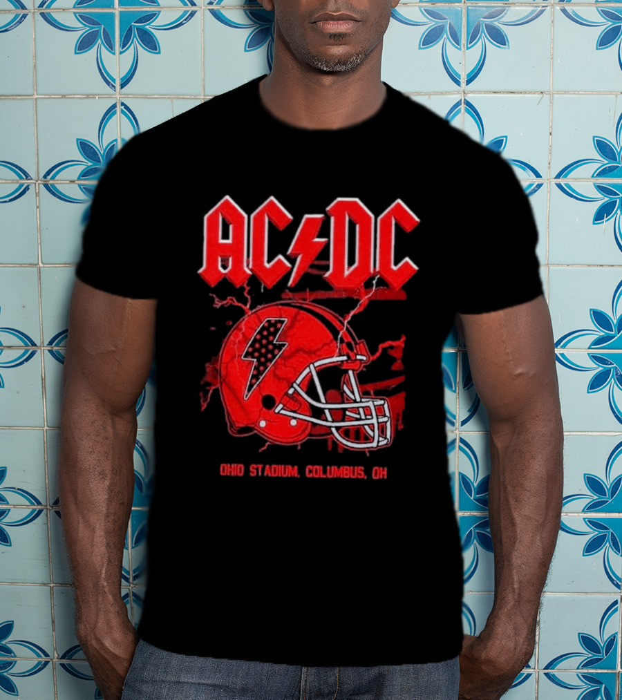 ACDC Pwr Up Tour 2026 Ohio Stadium Columbus Exclusive July 15 Lightning Bolt Helmet T-Shirt
