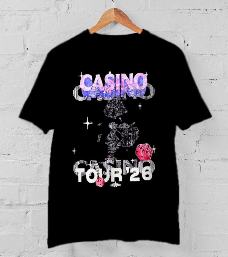Casino Tour '26 Dice Gambling Las Vegas Sparkle Dice Stars T-Shirt
