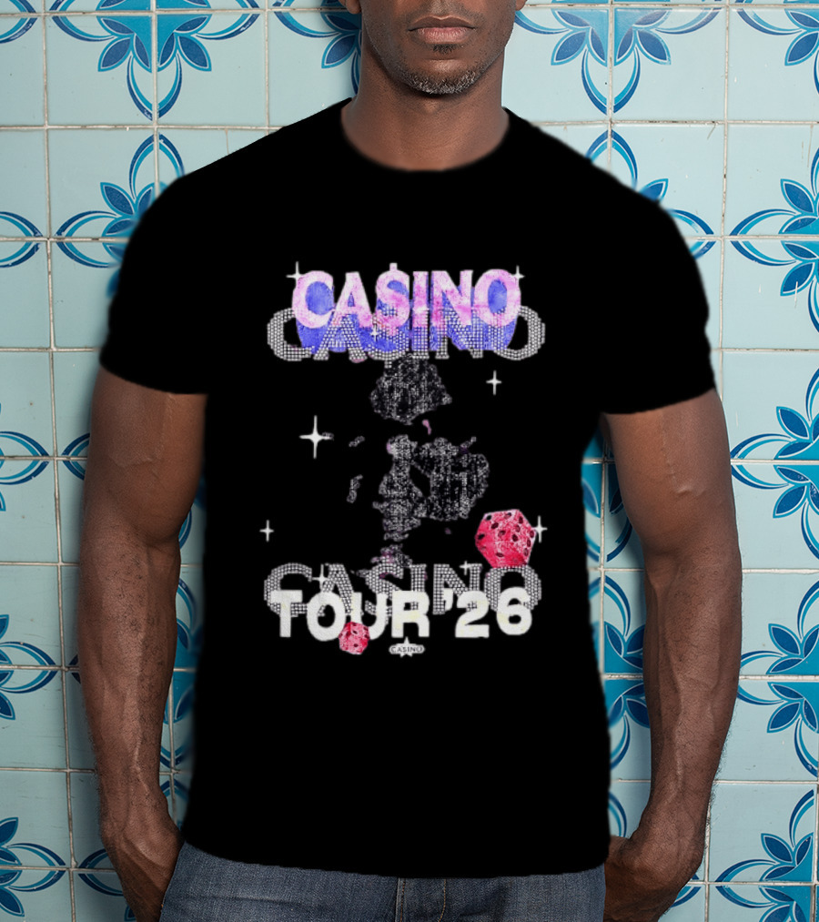Casino Tour '26 Dice Gambling Las Vegas Sparkle Dice Stars T-Shirt