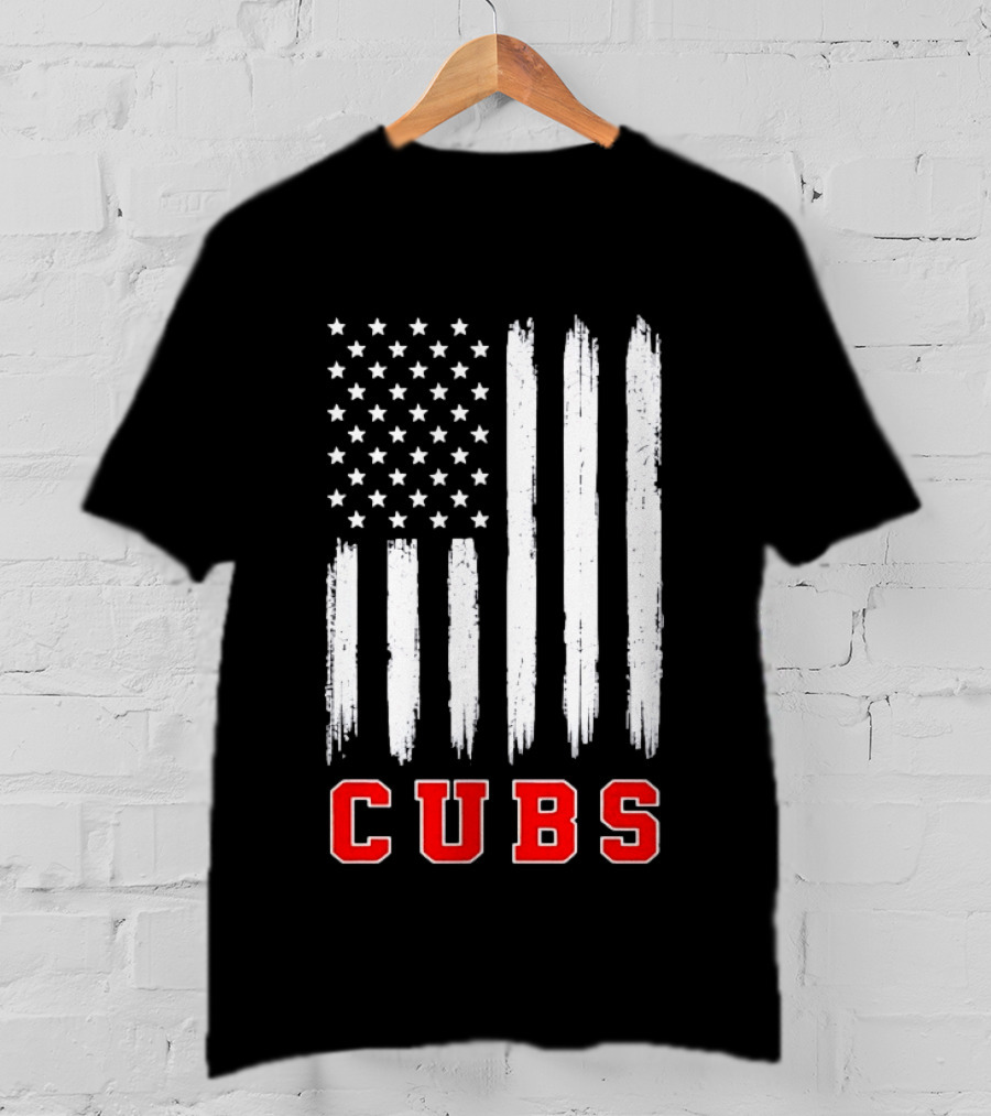 Cubs Distressed American Flag Stars And Stripes T-Shirt