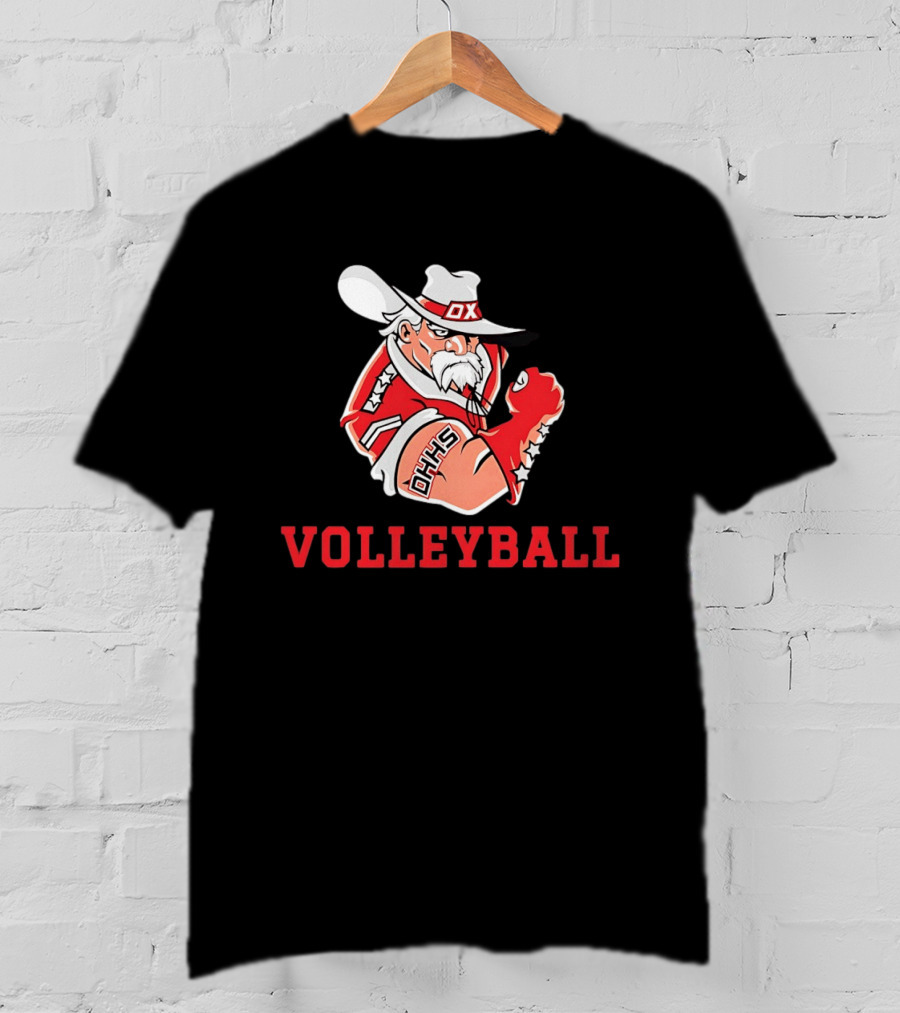 DHHS Volleyball Ox Mascot With Cowboy Hat And Gloves T-Shirt