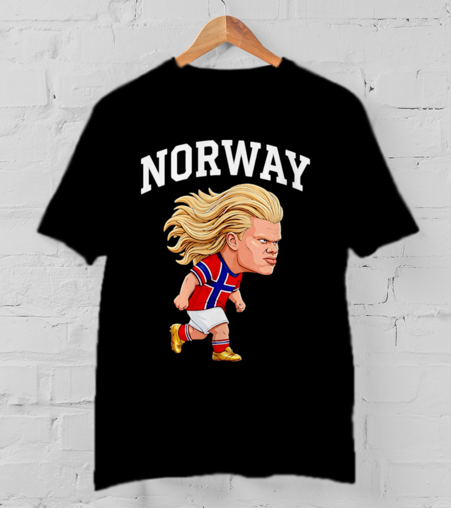 Erling Haaland Norway Football Player Caricature Nordic Soccer Star T-Shirt