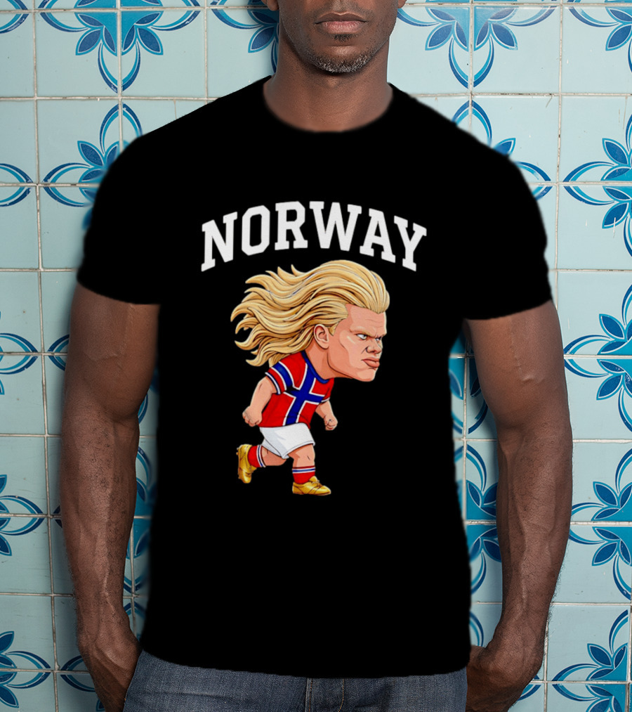 Erling Haaland Norway Football Player Caricature Nordic Soccer Star T-Shirt