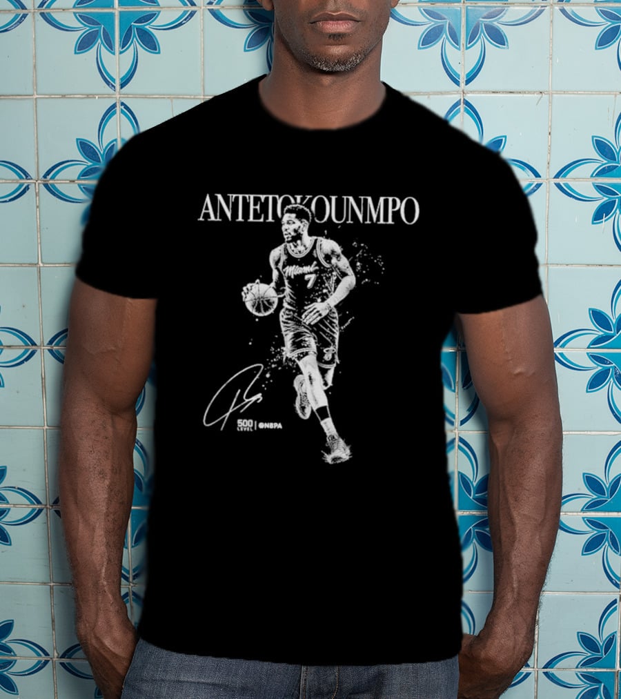 Antetokounmpo Miami Heat Mono Dribbling Signature T-Shirt