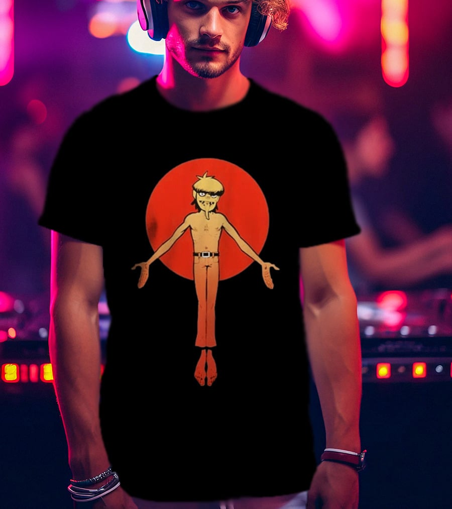 Gorillaz Murdoc Crucifix Pose Red Circle T-Shirt