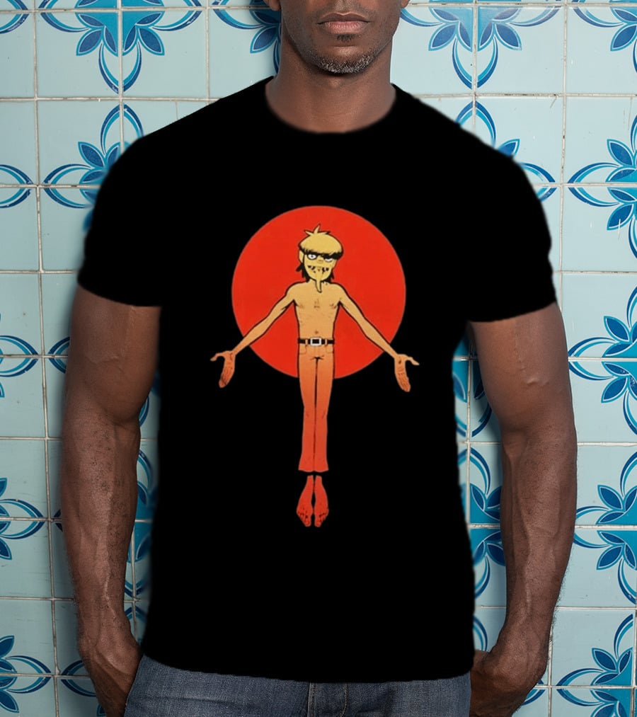 Gorillaz Murdoc Crucifix Pose Red Circle T-Shirt