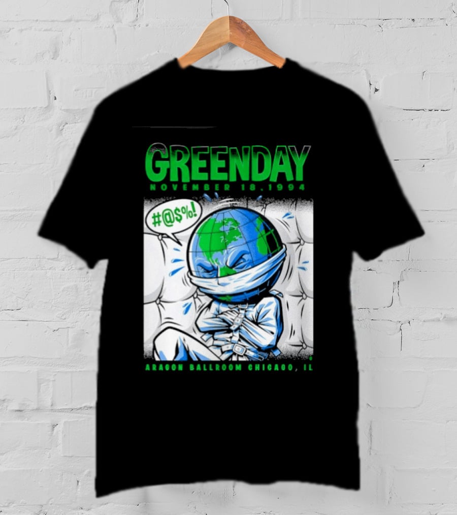 Greenday November 18 1994 Aragon Ballroom Chicago IL Earth T-Shirt