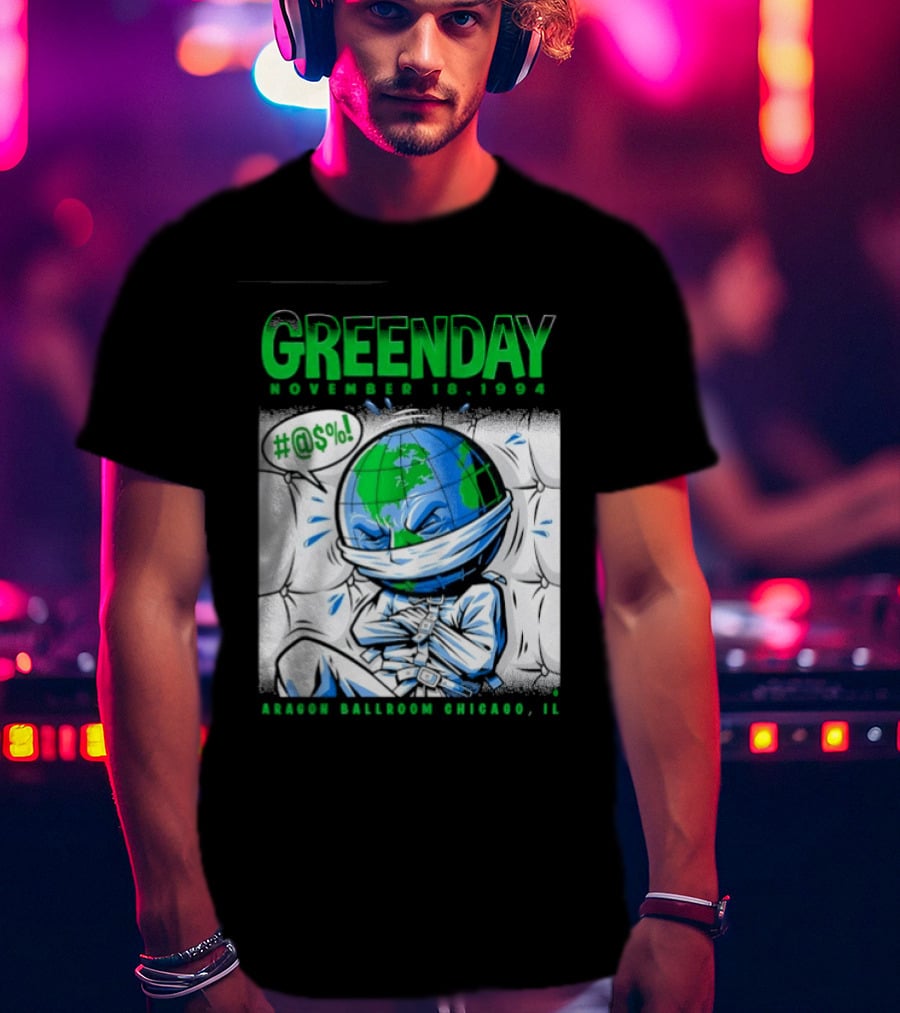 Greenday November 18 1994 Aragon Ballroom Chicago IL Earth T-Shirt