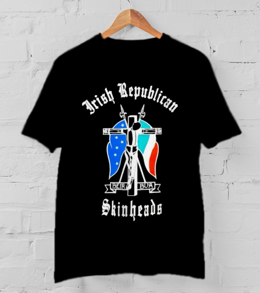 Irish Republican Skinheads Beir Bua Flag Cross T-Shirt