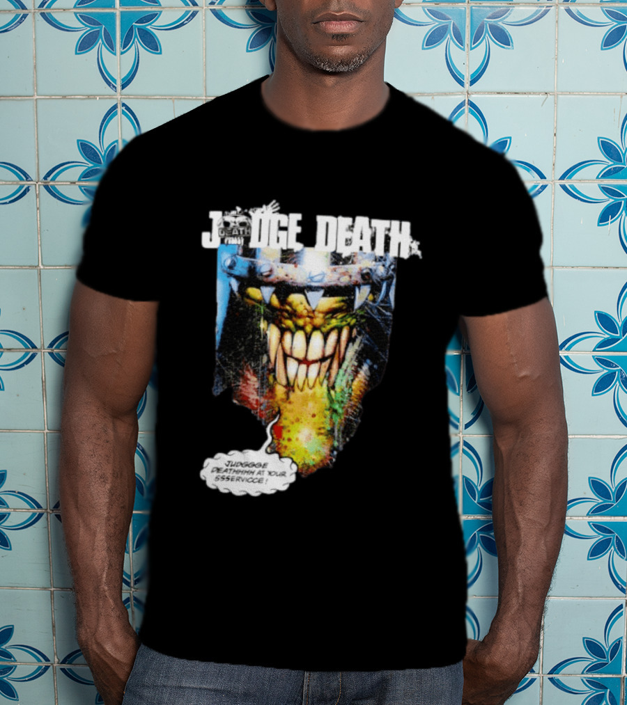 Judge Death 2000 AD Comic Book Character Jugggge Deathhhh At Your Sssservice T-Shirt