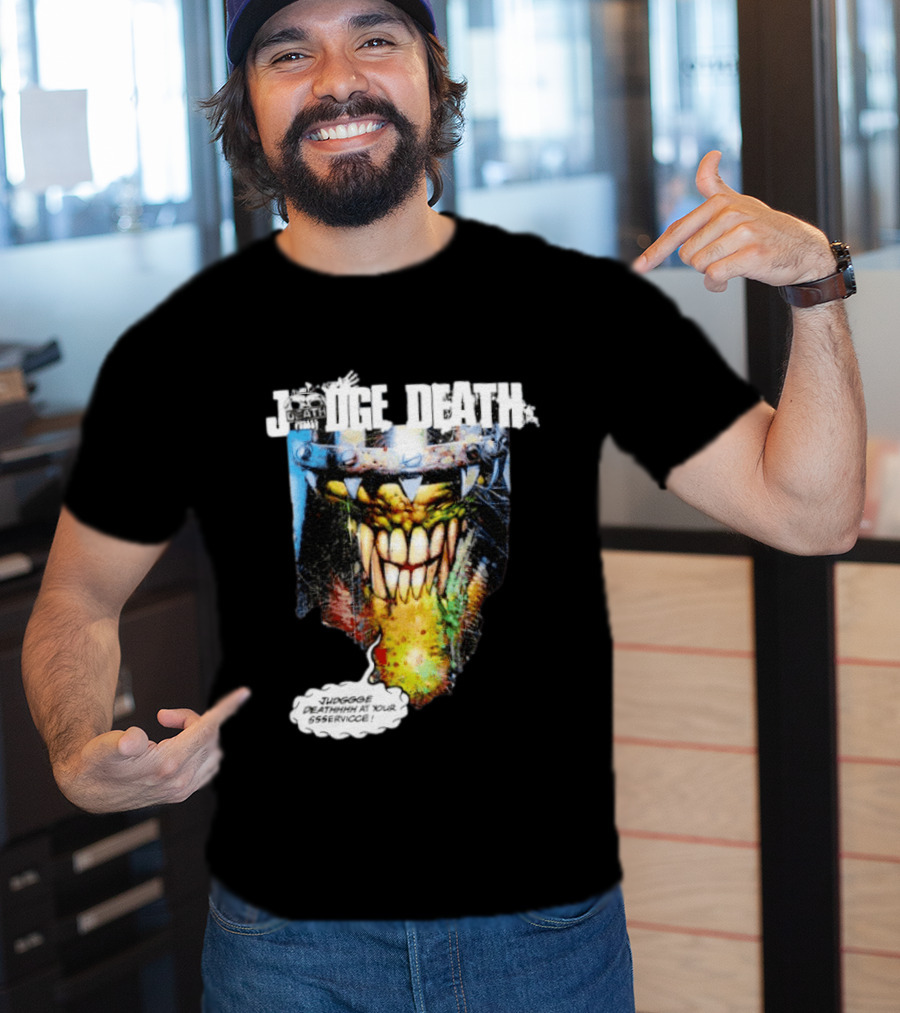 Judge Death 2000 AD Comic Book Character Jugggge Deathhhh At Your Sssservice T-Shirt