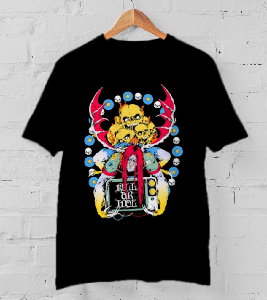 Kill Or Idol Skulls Television Gothic Antlers Stars T-Shirt