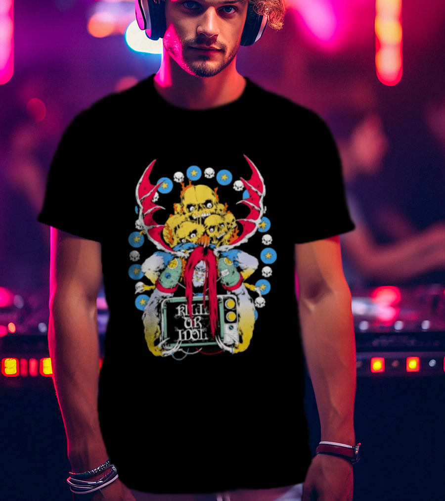 Kill Or Idol Skulls Television Gothic Antlers Stars T-Shirt