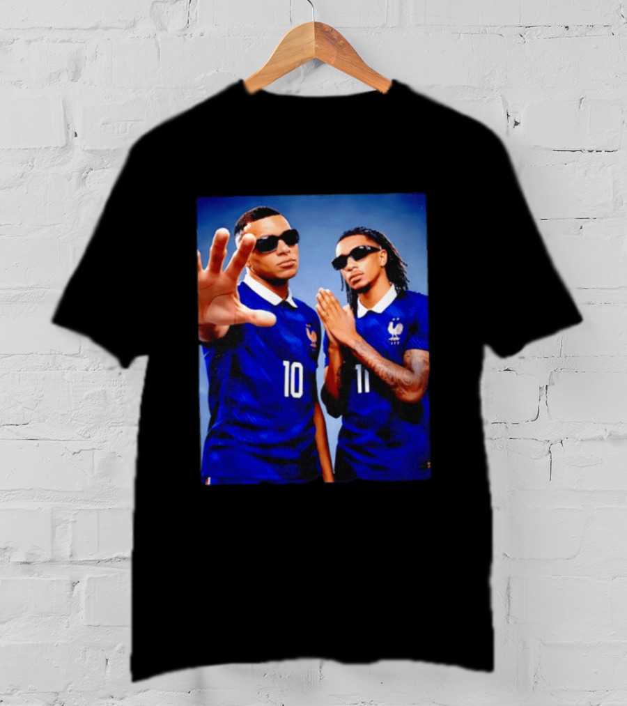 Kylian Mbappe Ousmane Dembele France National Football Team Jersey Blue T-Shirt