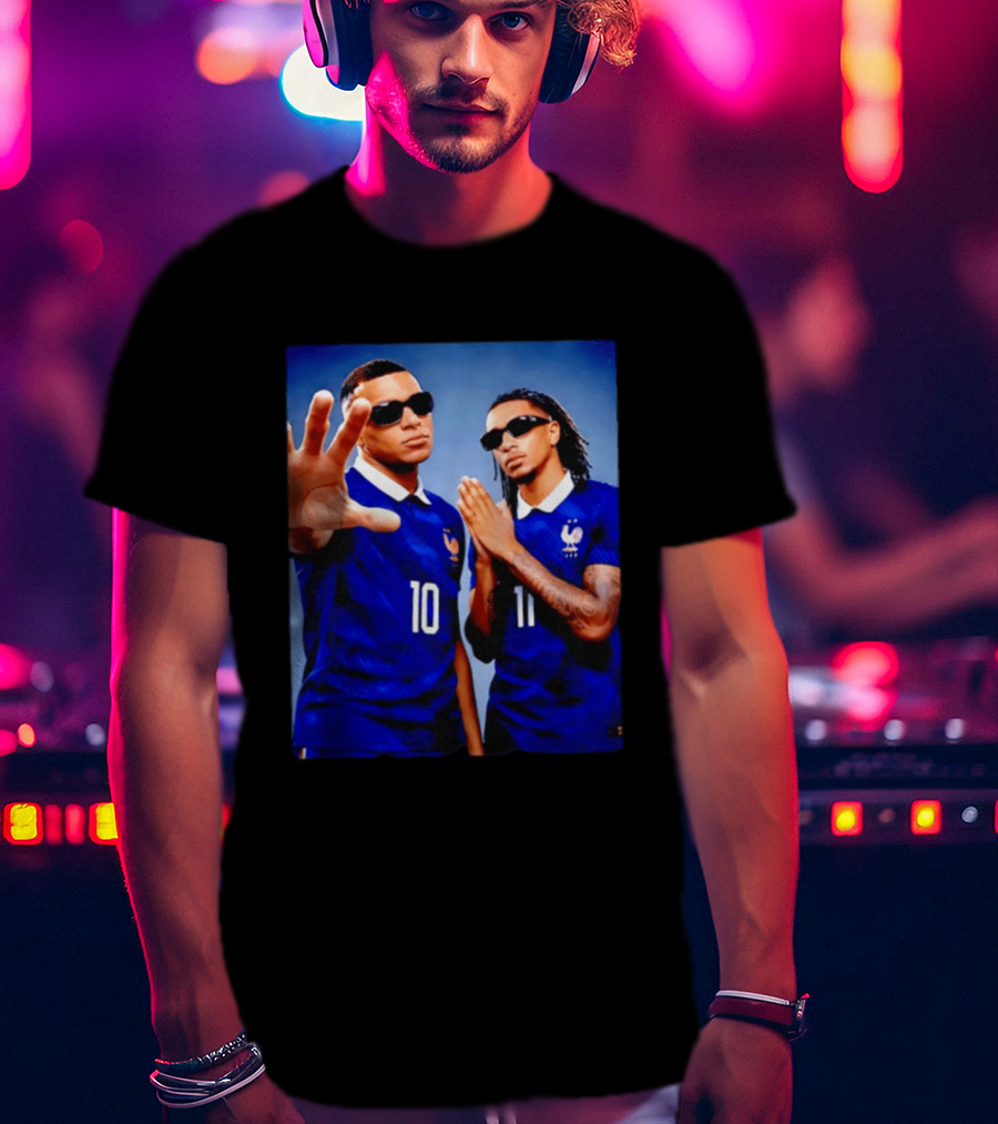 Kylian Mbappe Ousmane Dembele France National Football Team Jersey Blue T-Shirt