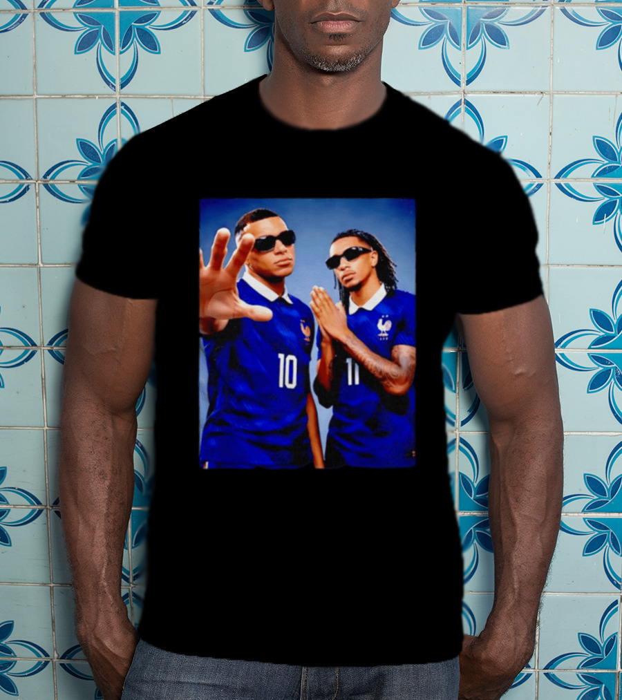 Kylian Mbappe Ousmane Dembele France National Football Team Jersey Blue T-Shirt