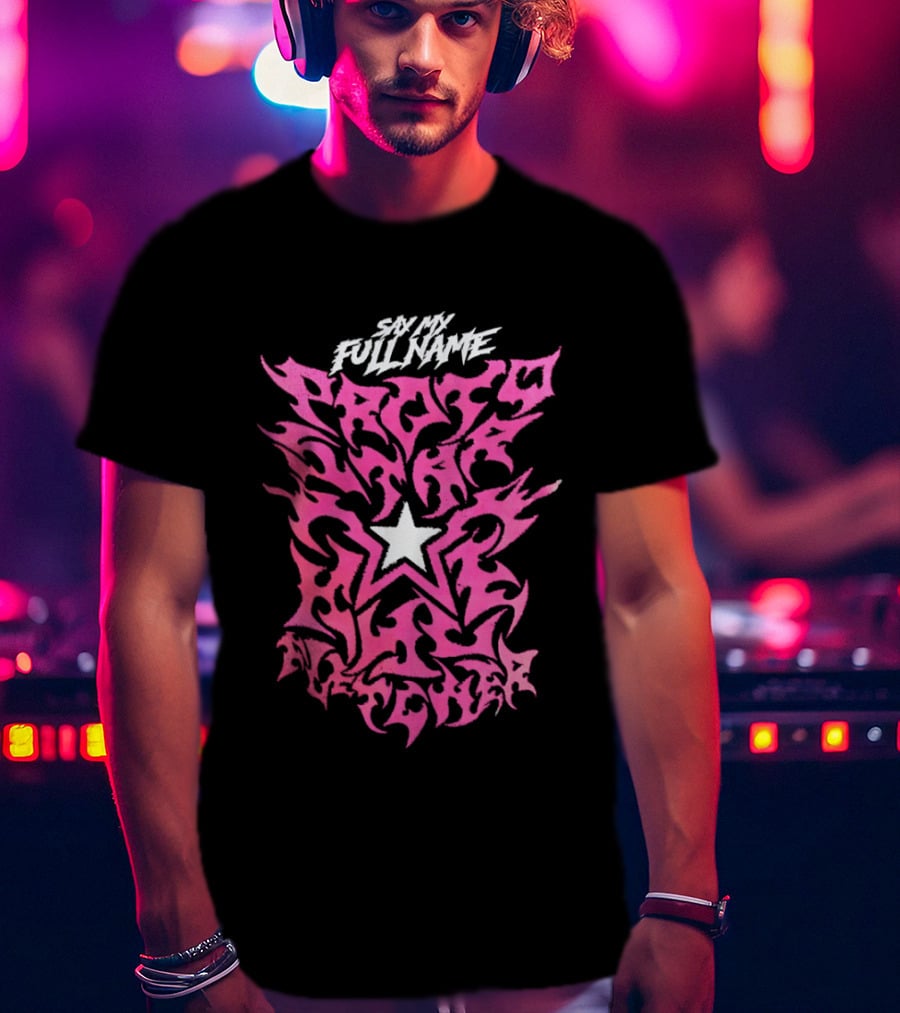 Pretty Peter Avalon Say My Full Name Star Pink Text AEW T-Shirt