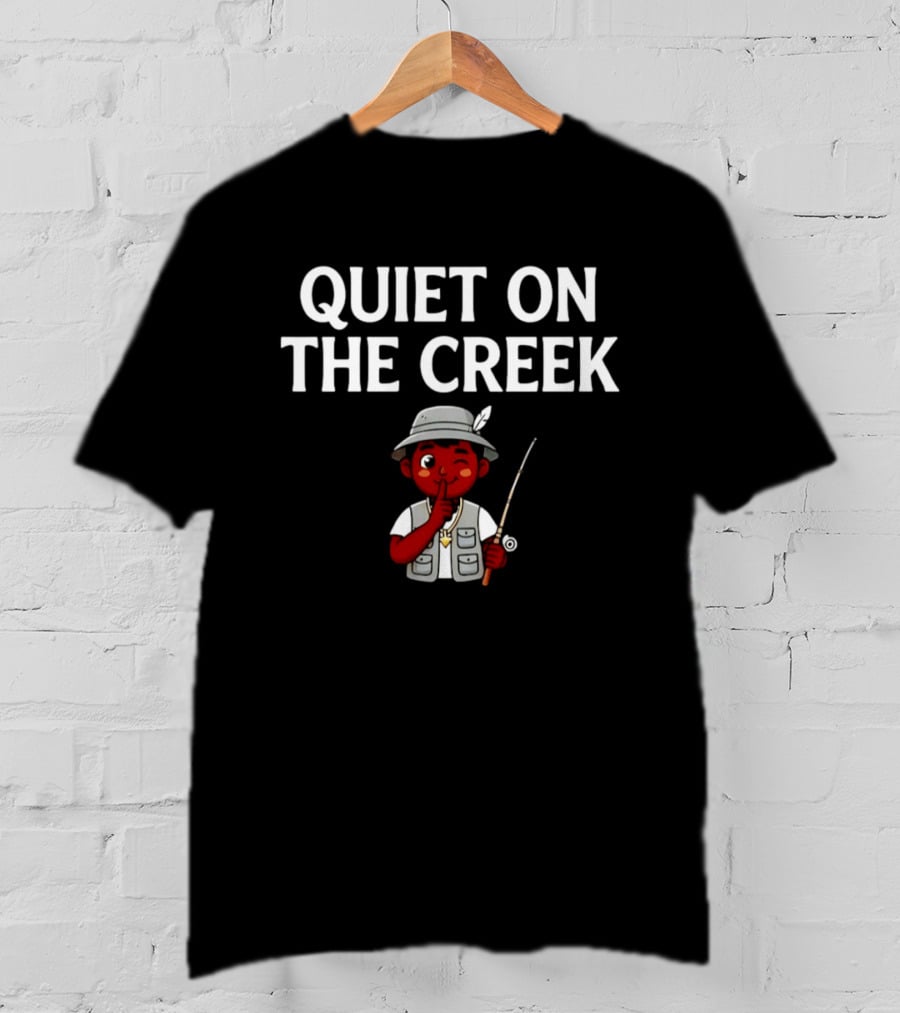 Quiet On The Creek Cartoon Fisherman With Fishing Rod T-Shirt
