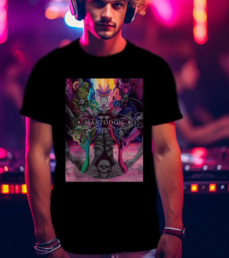 Mastodon Marrow Deep Psychedelic Album Art With Skull And Figures T-Shirt
