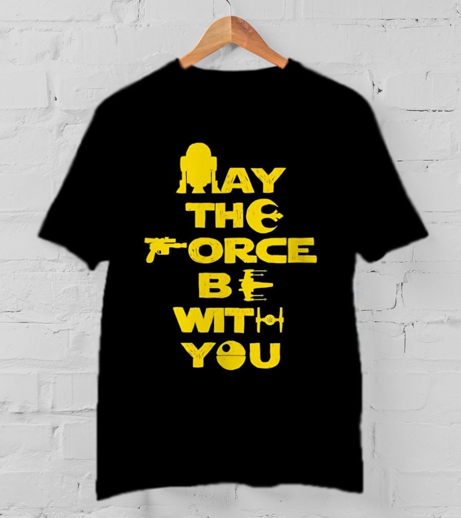 Star Wars May The Force Be With You Droid And Spaceship T-Shirt