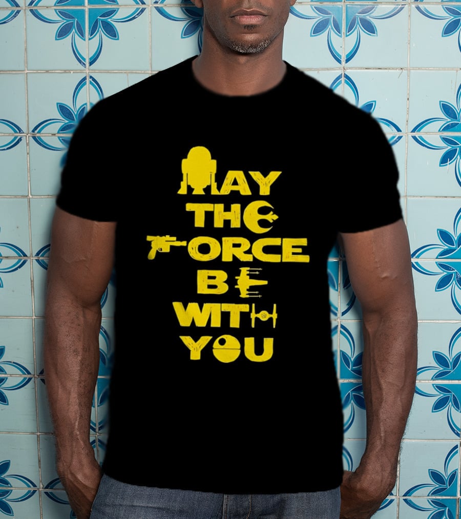 Star Wars May The Force Be With You Droid And Spaceship T-Shirt
