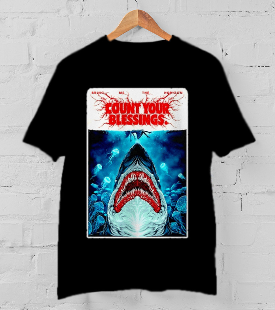 Bring Me The Horizon Count Your Blessings Shark And Jellyfish Ocean Scene T-Shirt