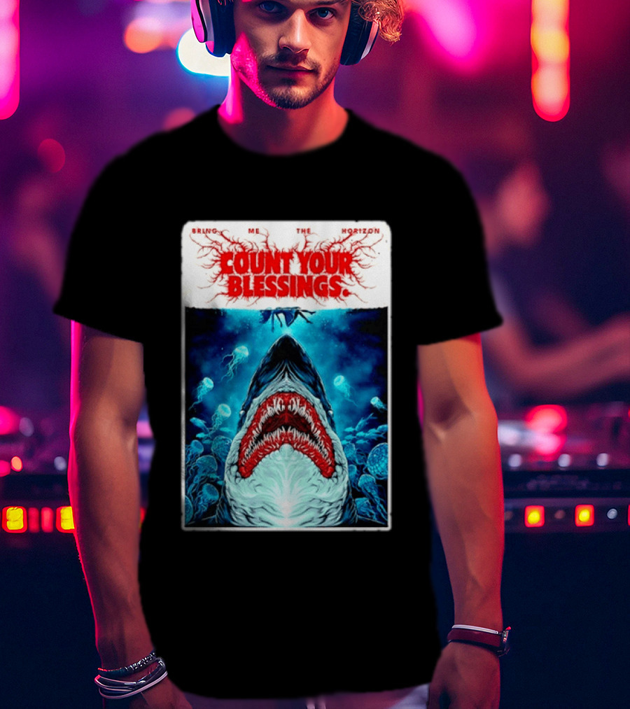 Bring Me The Horizon Count Your Blessings Shark And Jellyfish Ocean Scene T-Shirt