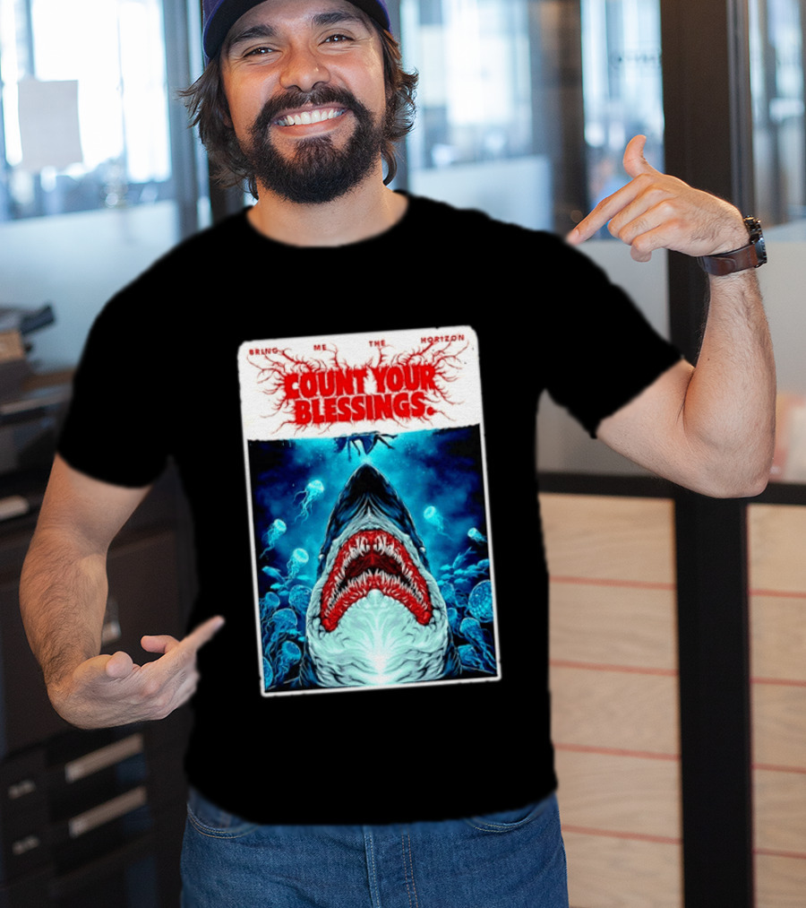 Bring Me The Horizon Count Your Blessings Shark And Jellyfish Ocean Scene T-Shirt