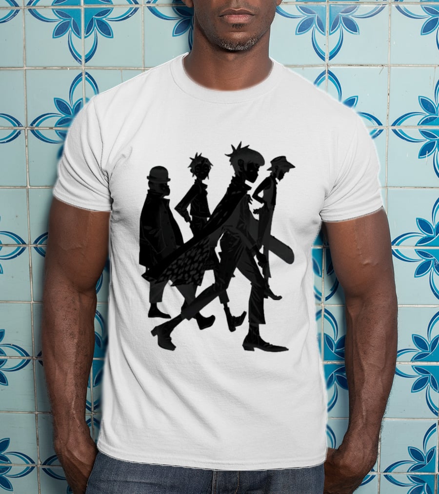Gorillaz Band Members Silhouettes Dark Shadows Walking T-Shirt