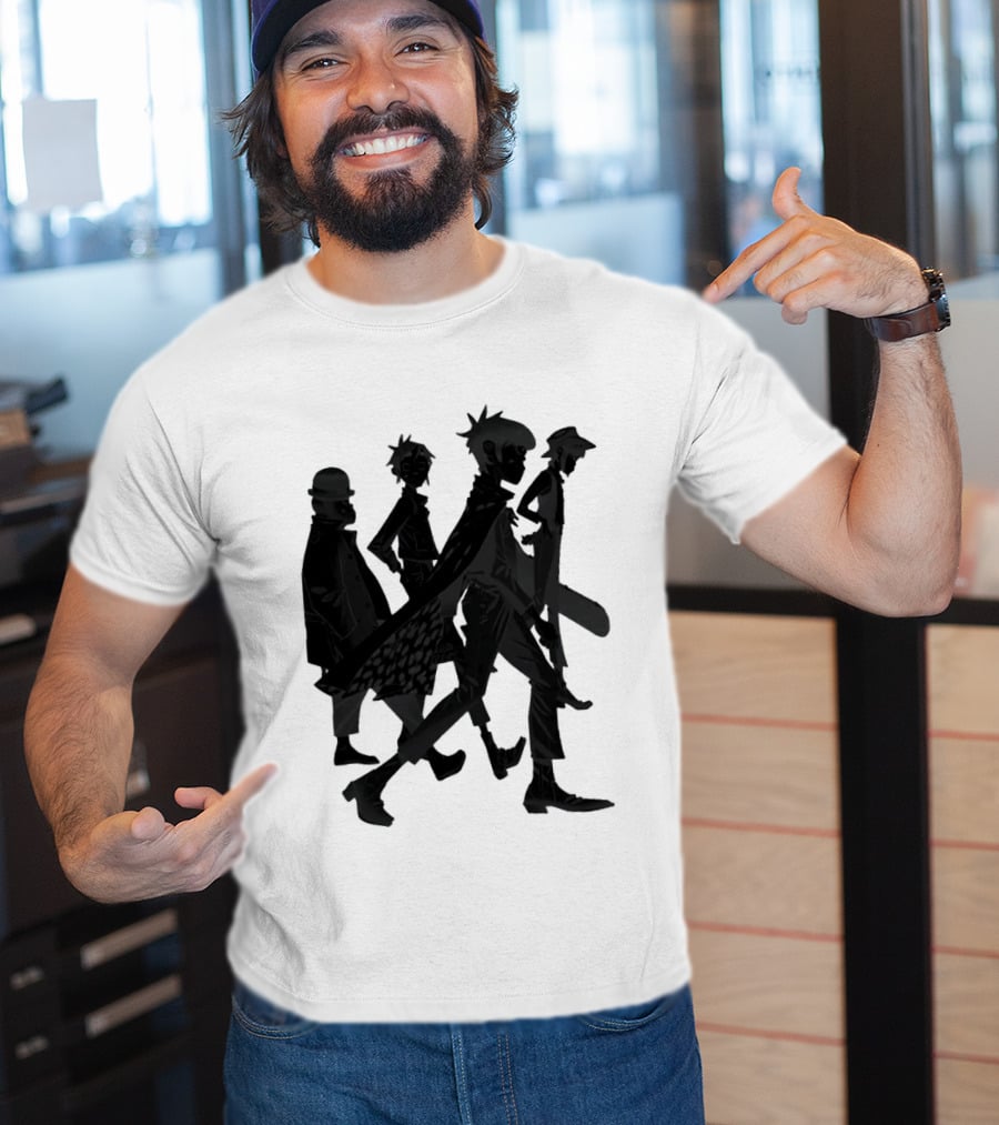 Gorillaz Band Members Silhouettes Dark Shadows Walking T-Shirt