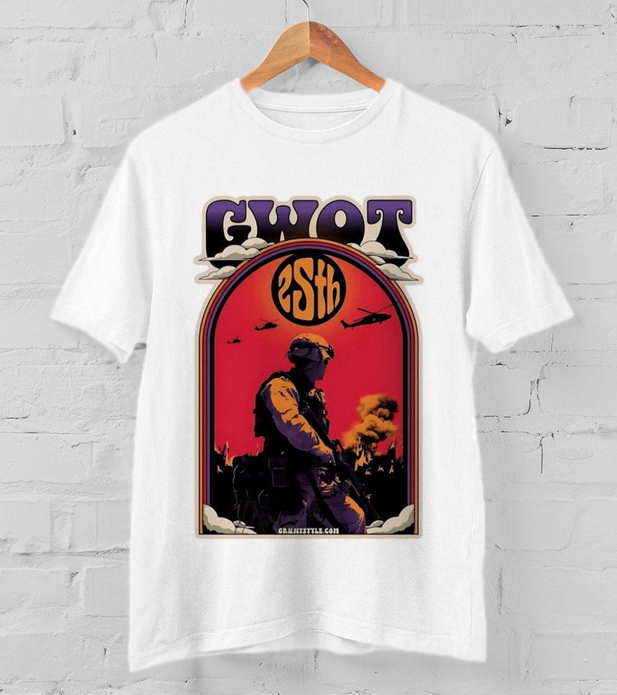 GWOT 25th Anniversary Soldier Helicopters Gruntstyle.com T-Shirt