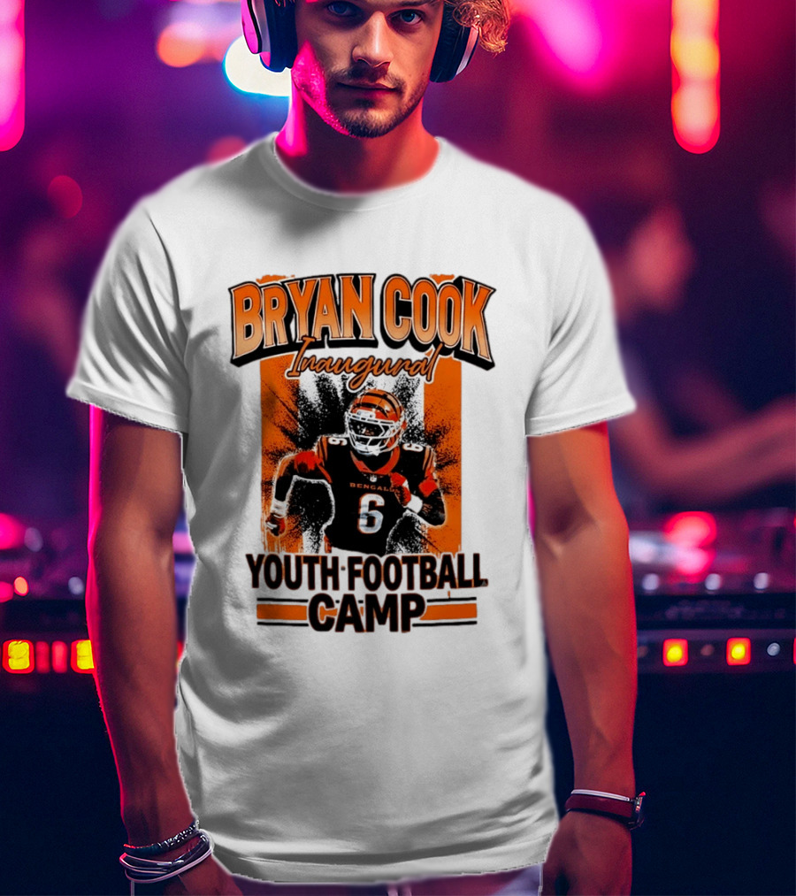 Bryan Cook Inaugural Youth Football Camp Cincinnati Bengals Player Number 6 T-Shirt