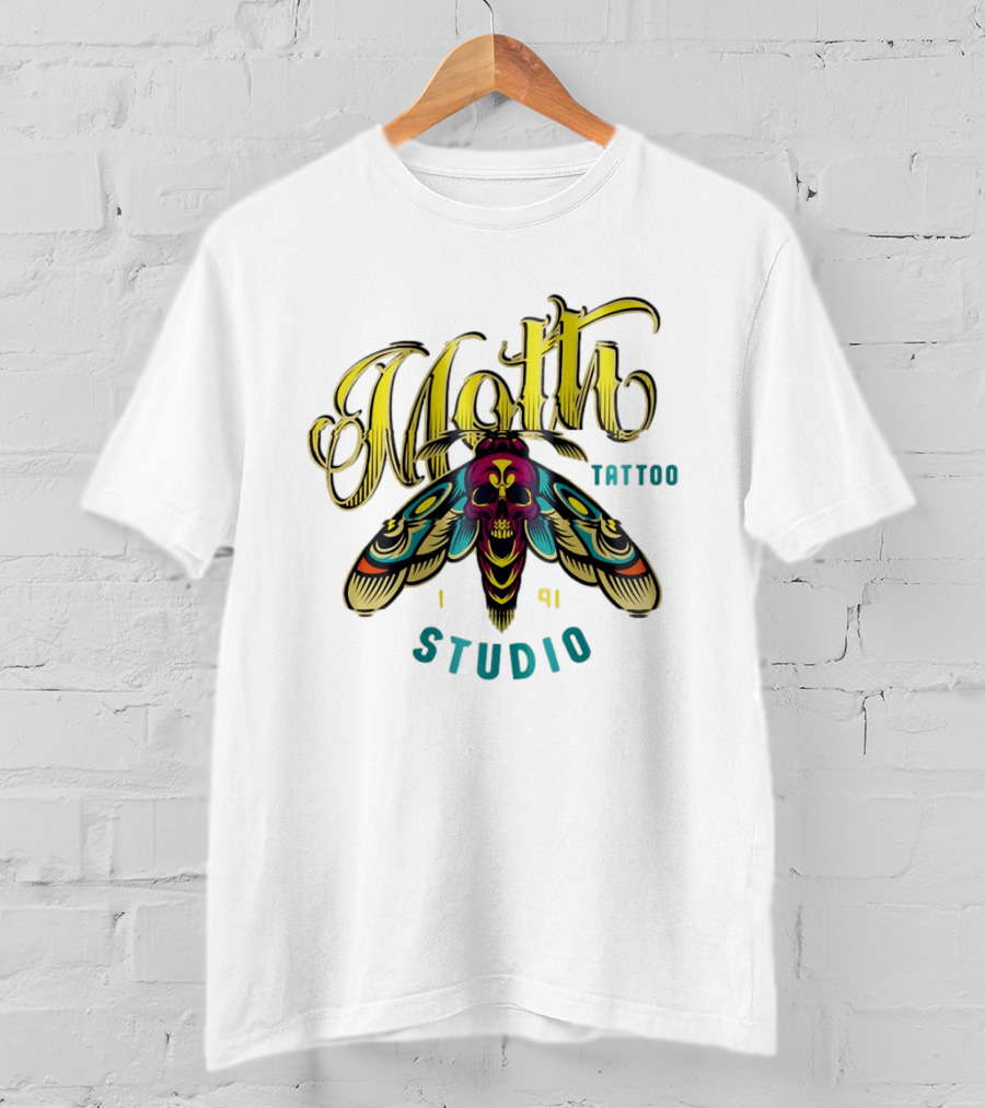 Moth Tattoo Studio 1991 Skull Moth Gothic T-Shirt