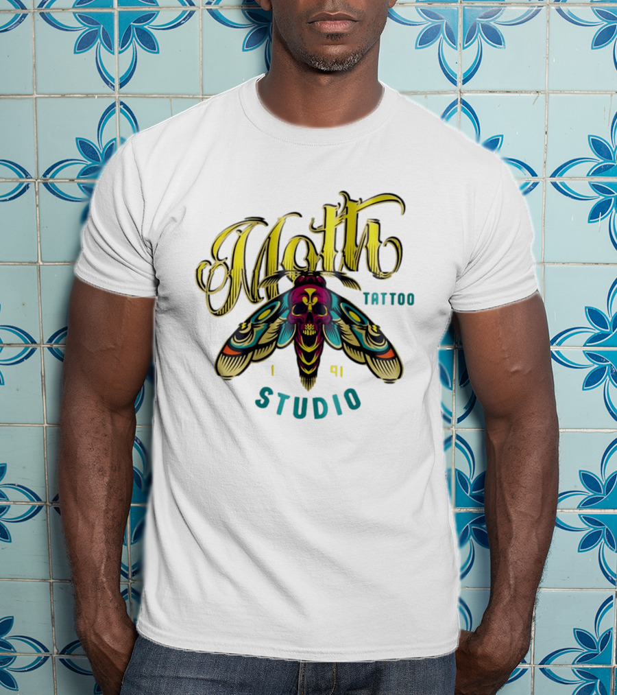Moth Tattoo Studio 1991 Skull Moth Gothic T-Shirt